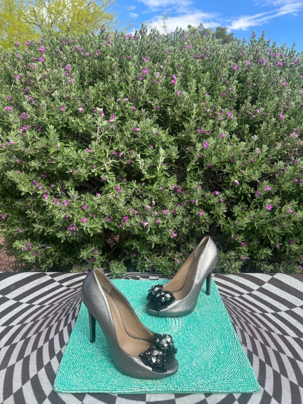 Bruno Magali Metallic Peep-Toe 36 1/2 with Embellished crystals & spikes-used.